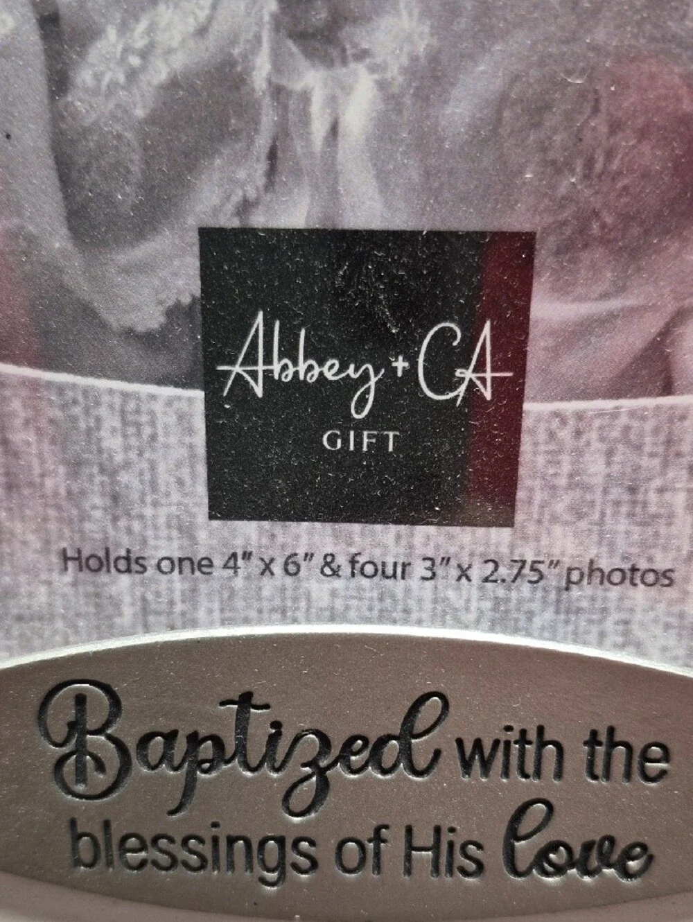 Baptism Photo Frame Collage in White with Sentiment Plaque